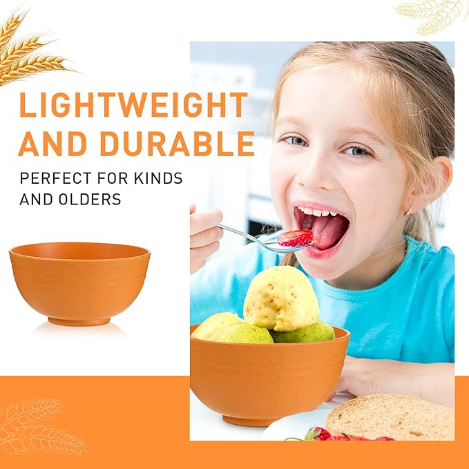 Geosar 18 Pcs Unbreakable Cereal Bowls 24 Oz Microwave and Dishwasher Safe Wheat Straw Fiber Lightweight Bowl for Soup Kitchen Serving Salad Dishes Oatmeal(Yellow, Orange, Green, Blue)