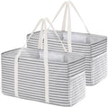 Lifewit Extra Large Tote Bag, Reusable Grocery Bags with Metal Wire Frame and Handles, Standing Utility Foldable Shopping Bags for Storage, Picnics, Beach, Pool, Laundry, Car, Camping 2 Packs 46L Grey