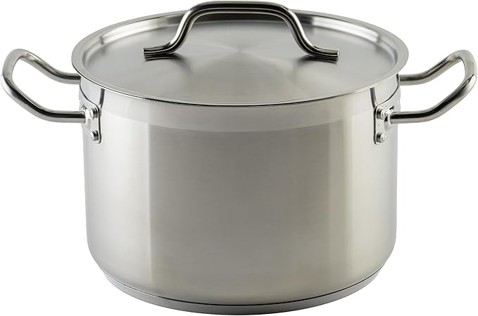 Winco Heavy-Duty Stainless Steel Stock Pot with Cover, 8 Quart