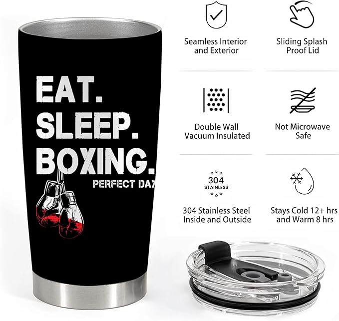 Boxing Gifts for Men, Boxing Gifts, 20oz Stainless Steel Tumbler with Lid Straw