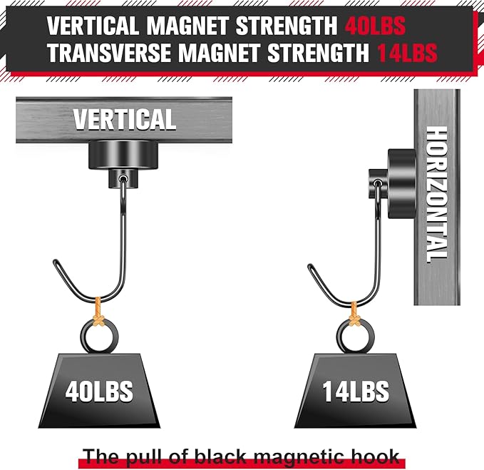 FINDMAG 40LB Magnetic Hooks, 28 Pack Heavy Duty Neodymium Hooks for Hanging, Strong Magnetic Hooks for Cruise Cabins, Refrigerator, Classroom, Locker Accessories, Grill