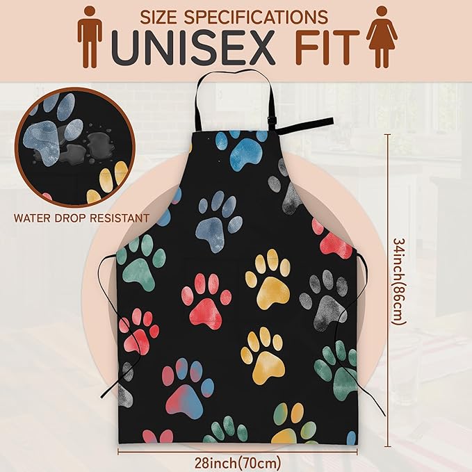 Apron with Pockets for Women, Adjustable Kitchen Cooking BBQ Chef Apron, Gifts for Mom Birthday, or Holidays