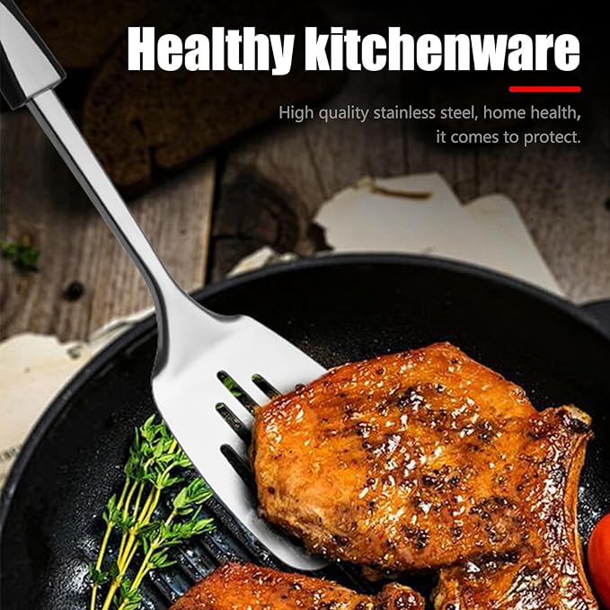 Stainless Steel Kitchen Utensil Set-8 PCS Stainless Steel Kitchen Utensil Set, Nonstick Kitchen Gadgets Cookware Set with Black PP Handle