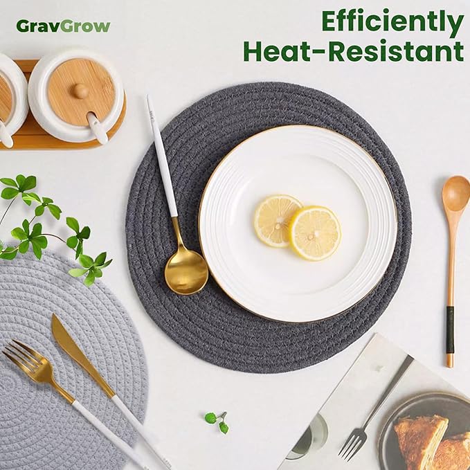 13 Inch Trivets for Hot Dishes, Large Trivets for Hot Pots and Pans, Thicken Heat Resistant Round Place Mats Woven Table Mats, Boho Placemats for Kitchen Dining Table, 6 Pcs