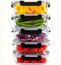 5-Pack Borosilicate Glass Food Containers 35oz, Airtight BPA-Free Meal Prep Containers with Locking Lids, Oven, Microwave & Dishwasher Safe Storage Set