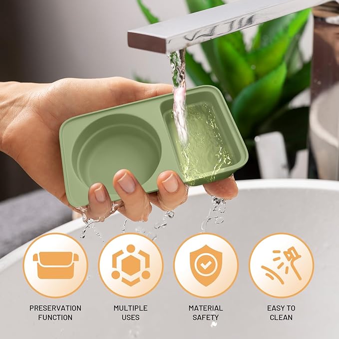 4 Pack Reusable Snack Containers with Lids, Silicone Double Compartment Snack Box Container, Small Mini Snack Pack Containers for Travel, Picnic, Work
