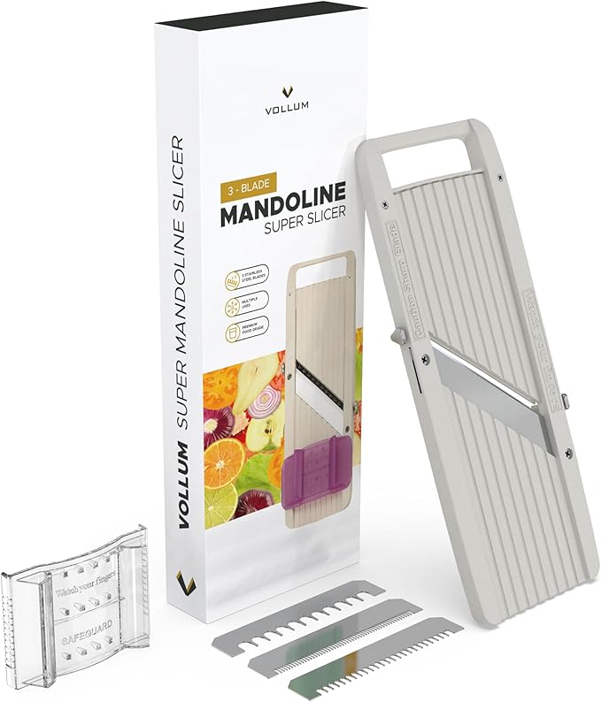Wide Japanese Mandoline Slicer for Kitchen – Professional Slicer Vegetable Cutter with Interchangeable Stainless Steel Blades – Food Manual Slicer Handheld Mandoline Slicer