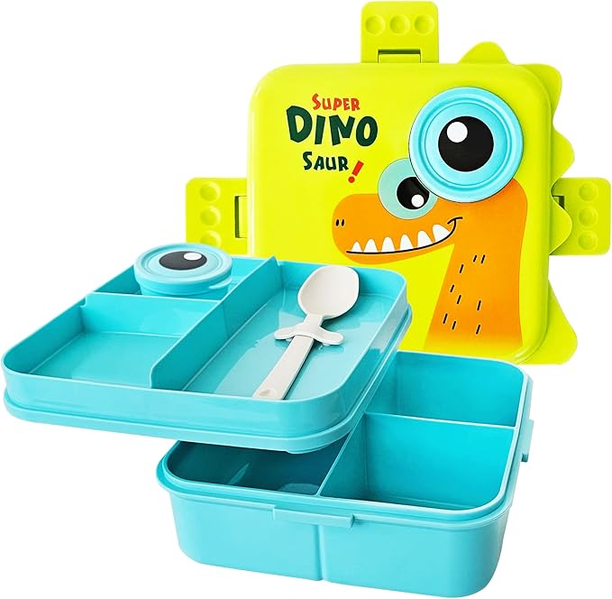 Leak-Proof 6-Compartment Lunch Box For Kids (Boys & Girls)-Snack Containers–Ideal Portions- Portable & Easy to Clean–Keeps Food Fresh- Perfect For School, Daycare, Travel & Meal Prep- BPA-Free