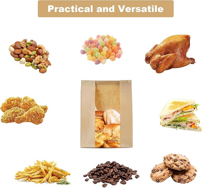 30 Pack Bread Bags for Homemade Bread Sourdough Bread Bags with Tin Strip Large Bakery Bags with Window Paper Bread bags