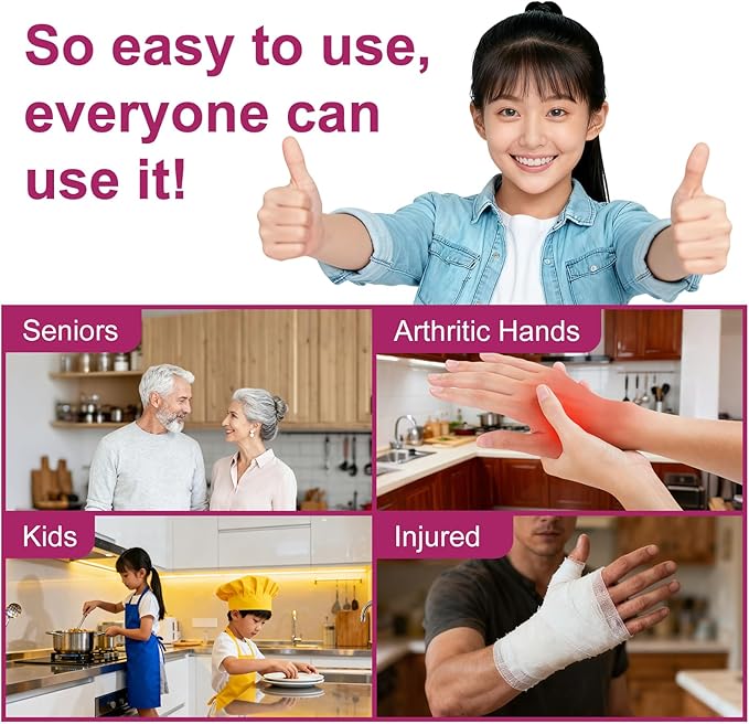 Electric Can Opener for Seniors & Arthritis - Automatic, Hands-Free, High Torque Kitchen Tool - Smooth Edge Safety Cut for Weak Hands Without Harm