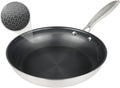 Stainless Steel Nonstick Frying Pan, Hybrid Ceramic 12-Inch Frying Pans, Stay-Cool Handle, PFAS & PFOA PTFE Free, Dishwasher & Oven Safe, Scratch-Resistant, Compatible with Induction & All Cooktops