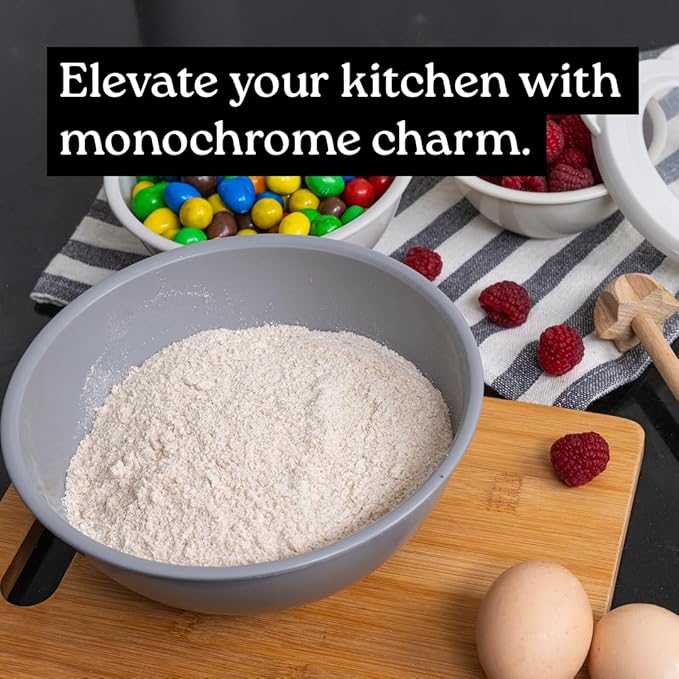 WHYSKO Mixing Bowl Set, 12 Piece Colorful Plastic Mixing Bowls with Lids Set for Food Prep Storage and Serving, Microwave and Dishwasher Safe for Kitchen Baking Cooking