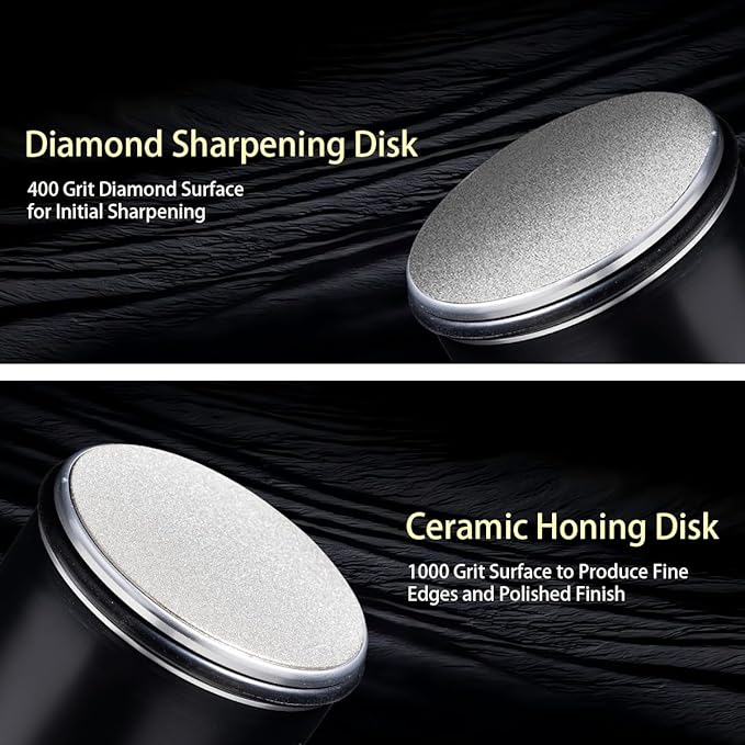 Rolling Knife Sharpener Kit - Roller Knife Sharpening Tool with Diamond and Ceramic for All Knives - User-Friendly Professional Tumbler Kitchen Knife Sharpeners with 15° and 20° Magnetic Angles