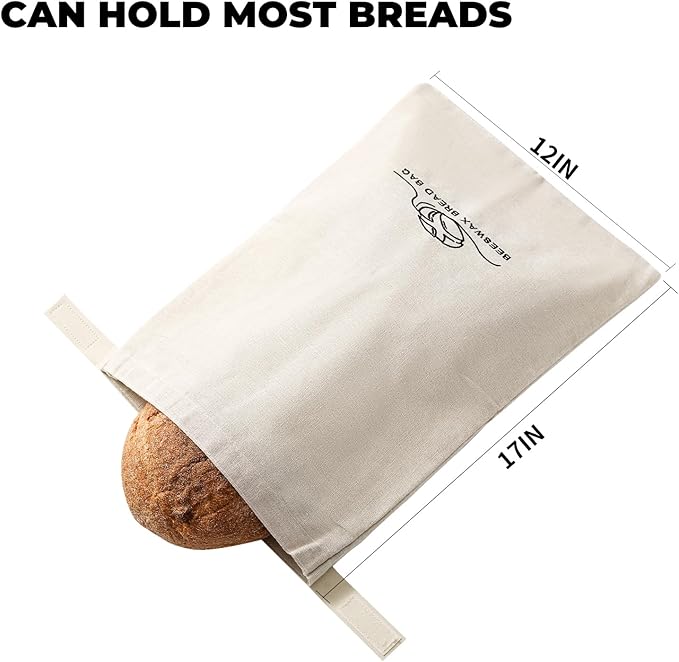 Beeswax Bread Bags for Homemade Bread. Beeswax Bags for Sourdough.（2 Pack). XL-12 * 17IN. ZSHLXM