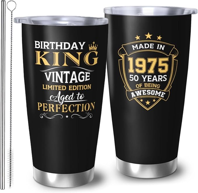 50th Birthday Gifts for Him, 50th Birthday Gifts for Men, Gift for 50 Year Old Man Tumbler, 20oz Coffee Tumbler, 50 Year Old Gifts for Men Coffee Mugs