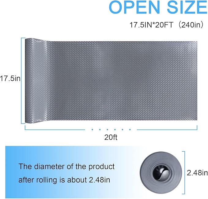 FEXIA Drawer Liners for Kitchen Cabinets, 17.5 Inch x 20 FT(240 Inch) Non Adhesive Cabinet Liner, Refrigerator Liners, Washable Oil-Proof Fridge Pads Shelves Drawer (Gray)