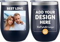 MEWAY Personalized Custom 12oz Wine Tumbler with Lid, Insulated Double Wall Vacuum Travel Tumbler Gifts with Text Photo Logo (Navy, 1pack)
