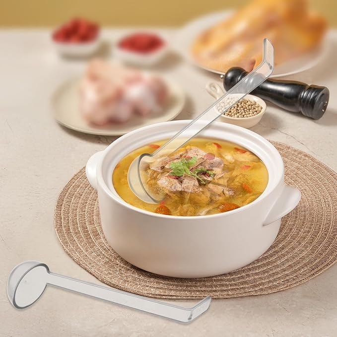 20 Pcs 1 oz Plastic Small Ladles with 7 Inches Long Handle, Mini Ladle for Serving Salsa Sauce Dressing Punch Bowl Sauces and Toppings (Clear)