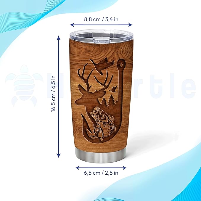 Hyturtle Personalized Hunting Gifts For Men - Deer Hunting Tumbler 20Oz Travel Coffee Mug Stainless Steel- Fathers Day Gift For Dad Him Boy Husband From Son Wife- Birthday Christmas Gifts For Hunters