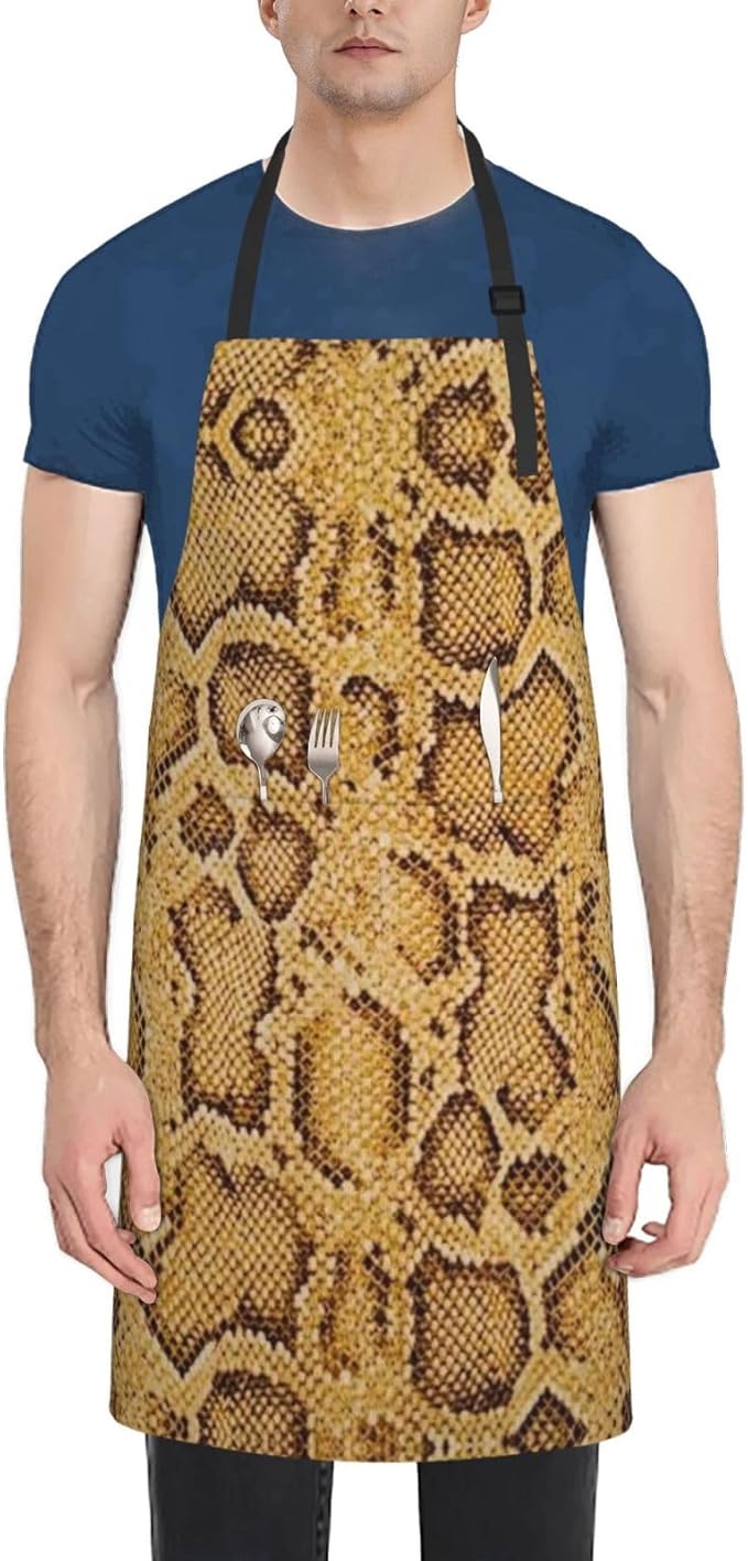 Snakeskin Aprons Cool Aprons with Pockets and Adjustable Mens Apron for Gardening Cooking Kitchen