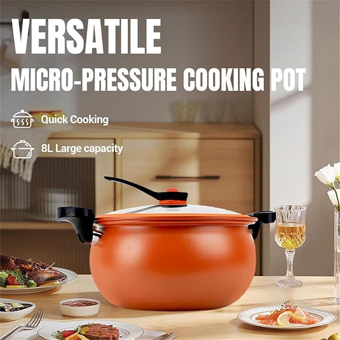 Multifunctional Large Capacity Non-stick Pressure Cooker, 8 Qt Micro Pressure Cooker with Anti-Scalding Handle & Visual Glass Lid for Family Meals, Soups, Stews (Green)