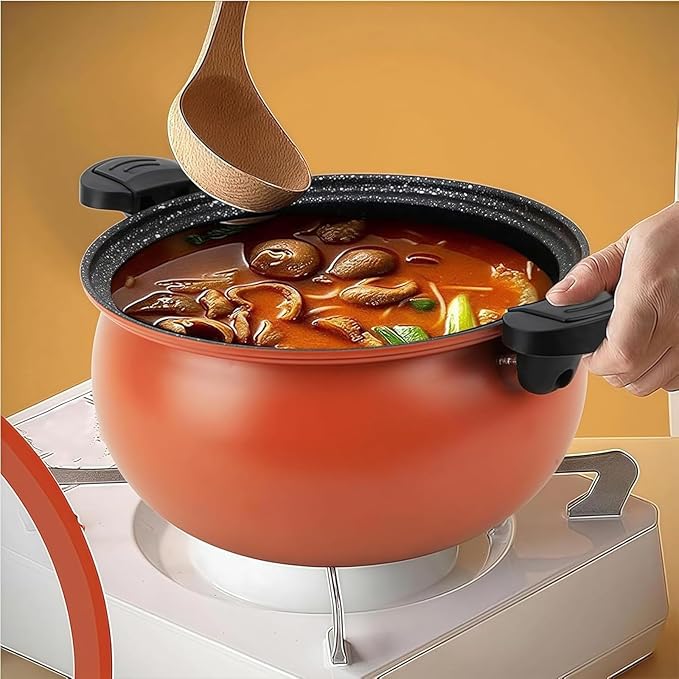  Multifunctional Large Capacity Non-stick Pressure Cooker, Pressure Cooker 8 Qt, Versatile Micro-Pressure Cooking Pot, Visible Transparent Glass Cover, Anti-Scalding Handle (Orange)