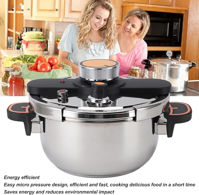 Pressure Cooker Stainless Steel Efficient Fast Heating Large Capacity Canning Pot for Home Kitchen (4L)