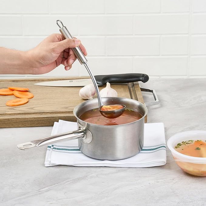 Ladle 1 Pack 10.6 Inch Sauce Ladle with Deep Bowl Ergonomic Handle Precision Pouring Durable Stainless Steel Silver Utensil For Sauces, Gravies, Buffet Use