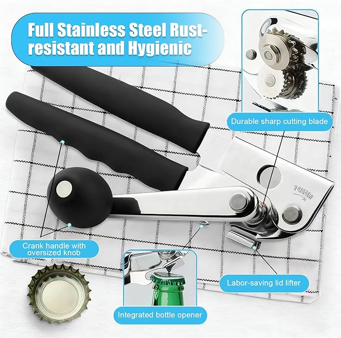 Can Opener,commercial can opener,Manual Heavy Duty Stainless Steel Handheld Can Opener for Seniors for Kitchen