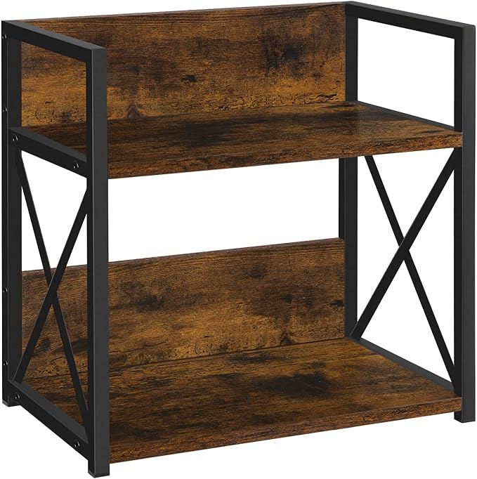 YINMIT Countertop Shelf Organizer,Coffee Bar Accessories,Spice Rack,Coffee Counter Shelf,2 Tier Coffee Organizer Station for Mugs,Cups,Cream,Syrup(Rustic Brown, Medium)