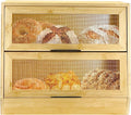 Thick&Thin Bread Box for Kitchen Countertop, Wooden Bread Storage For Kitchen Organizers, Large Capacity With Window Homemade Bread Bin, Double Layer Corner Bread Box