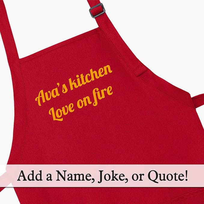 Custom Text Cooking & BBQ Apron – Personalized Chef or Grill Gift – Medium Length (1-3 Lines)