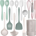 Silicone Cooking Utensils Set - 446°F Heat Resistant Silicone Kitchen Utensils,Spatula,Spoon, Kitchen Utensil Sets Gadgets Tools Set for Nonstick Cookware,Dishwasher Safe BPA FREE (Multicolor)