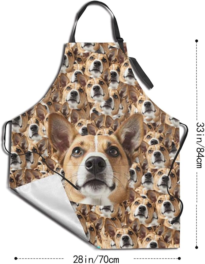 Custom Dog Face Apron for Men Women, Personalized Photo Bib Apron with Pockets, Customized Chef Aprons