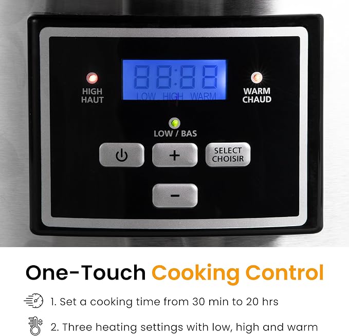 Sunvivi 6 Quart Programmable Slow Cooker with 2 in 1 Silicone Liners, Multi-Cooker Food Warmer with Digital Timer, Adjustable Tempature Control, Dishwasher Safe Parts, Silver