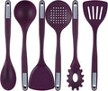 Restaurantware Silicone Utensil Set Pack of 1 Non-Slip Handle 6-Piece Kitchen Tool Set, Heat-Resistant Dishwasher-Friendly Cooking Accessories, Durable Purple Cooking Utensils