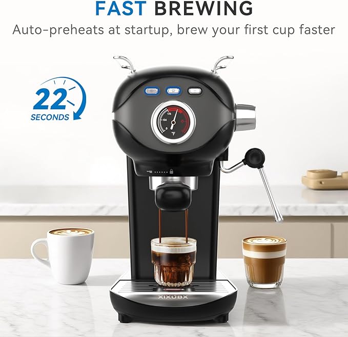 Espresso Machine 20 Bar, Compact Coffee Maker with Milk Frother Steam Wand Professional Coffee Machine for Home, Latte Cappuccino Machine for Office Use