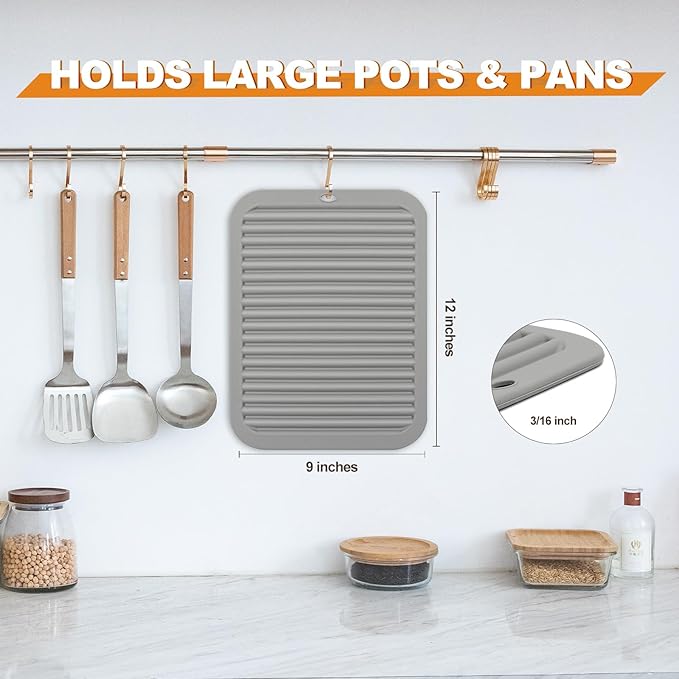 Joyhalo 4 Pack Silicone Trivets for Hot Pots and Pans,480℉ Heat Resistant Trivets for Hot Dishes,Hot Pads for Countertop,Kitchen Potholders,Grey