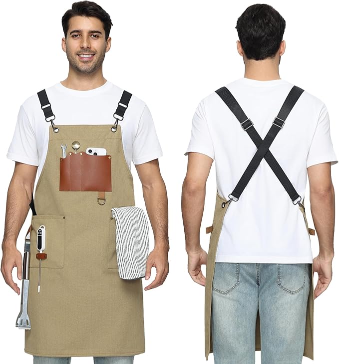 Kitchen Apron - 3 Large Pockets, Cross Back Apron With Adjustable Straps, Cooking Kitchen Chef Apron For Women And Men, Wear-Resistant & Easy To Clean.