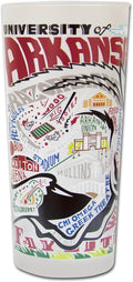 Catstudio Drinking Glass, University of Arkansas Glass Cup for Kitchen, 15oz Dishwasher Safe Tumbler for UA Alumni