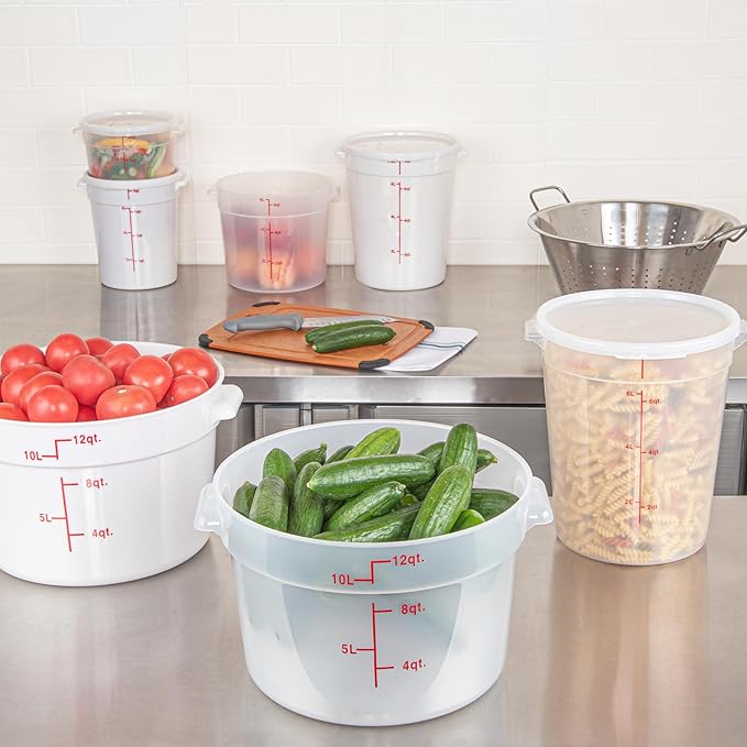 Restaurantware-Met Lux 12 Quart Food Storage Container, 1 Translucent Storage Container - Lids Sold Separately, Red Volume Markers, Dishwashable Container, Side Handles, For Storing Foods