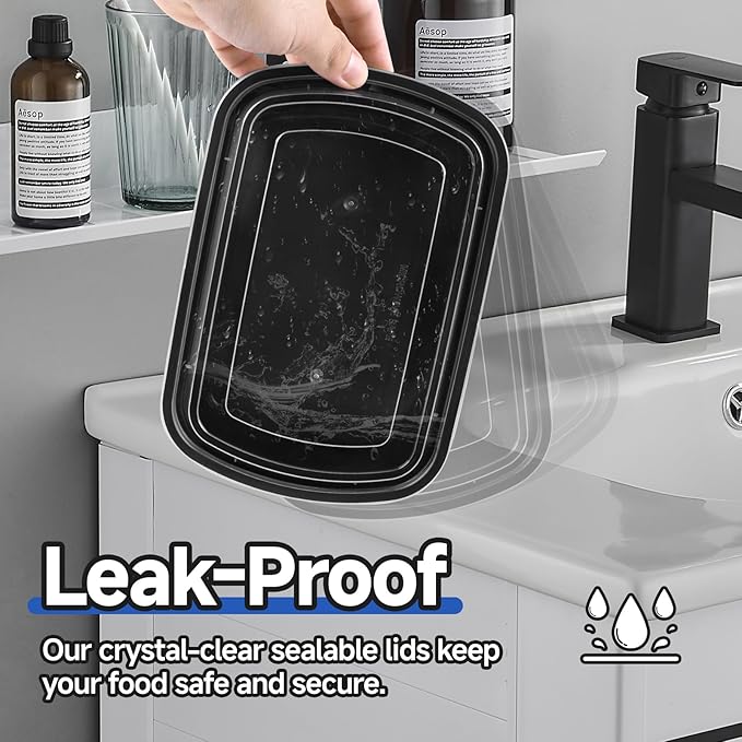 25PCS Leftover Storage Containers with Lids,28OZ Reusable Food Grade Plastic,BPA Free Microwave Dishwasher Freezer Safe,Leftover Food Containers with Lids