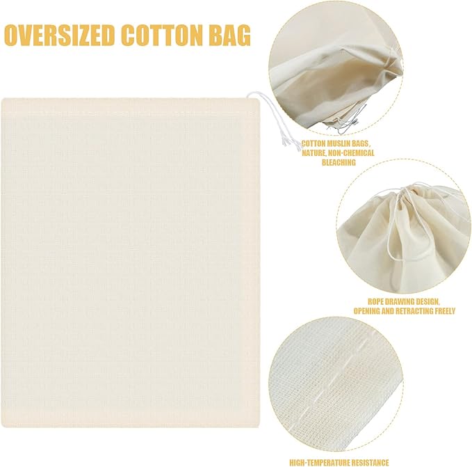 Pangda 15 Pcs Muslin Bags 15 x 22 Inch Cloth Bags with Drawstring Large Storage pouches Bulk Cotton Reusable Grocery pouches DIY Craft Sachet for Party Wedding Home Storage
