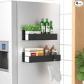 2 Pack Magnetic Spice Storage Rack Organizer for Refrigerator and Oven, Black Fridge Organizers and Storage
