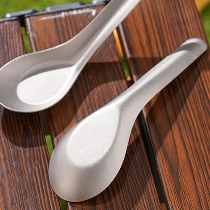 Flat-Bottomed Wide Head Soup Spoon, 5.7 in Pure Titanium Spoon for Coffee, Tea, Dessert, Stirring, Bar, Kitchen, Gift for Lovers, Korean Style, Lightweight & Safe