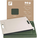 PLACEsMAT 2-in-1 Faux Leather Placemat & Serving Tray | Reversible Design, Lays Flat & Easy to Clean | Ottoman Food Tray, Housewarming Gift, 18” x 14” (Olive Green & Ivory, Set of 4)