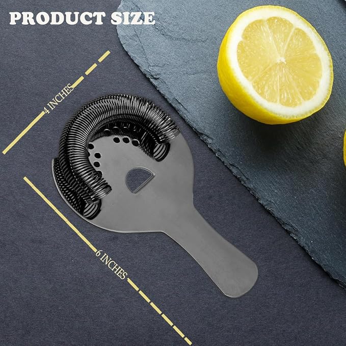 Black Cocktail Strainer for Drinks 2 Prong Hawthorne Strainer with Removable Spring Stainless Steel Bartending Strainer