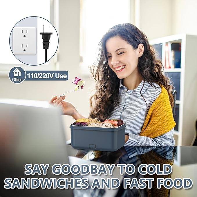 Electric Heated Lunch Box for Car Truck Home 1.8L 100W Portable Food Warmer with 12V/24V/110V/220V Hot Meal for Work Travel Jobsite Camping Christmas Gifts White Elephant Gifts for Adults/Men/Woman