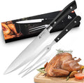 Turkey Carving Set,Full Tang Ergonomic Handle Carving Knife and Fork,German Stainless Steel Kitchen Tools for Turkey, Ham, BBQ,Includes Carving Fork & Knife with Gift Box