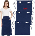 3 Pack Waist Apron with 3 Pockets, Unisex Black Waiter Aprons, Water Resistant Server Aprons for Restaurant Chef Bar